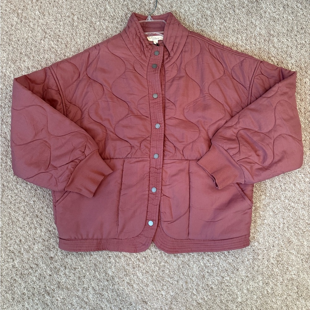 Quilted Burgundy Jacket by Elan size Large - Picture 5 of 8